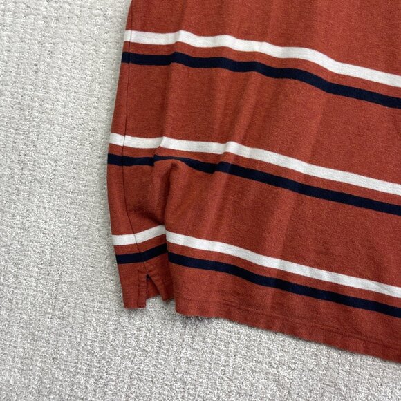 Tommy Hilfiger Performance Pique Polo Shirt Men orange Striped Golf /Tennis Read - Picture 15 of 16